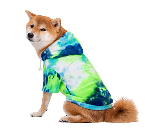 Harikaji Hunde-Kapuzenpullover, warmer Wintermantel, Batik-Sweatshirts, bunter Kapuzenpullover für Katzen, kleine und mittelgroße Hunde (Blau, Größe L) von Harikaji