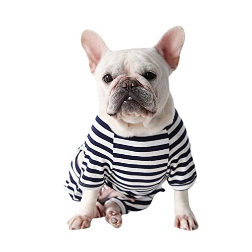 Harikaji Hunde-Pyjama, gestreifter Overall für Haustiere, Beinschutz, Schlafanzug für Katzen, Hunde (Schwarz, L) von Harikaji