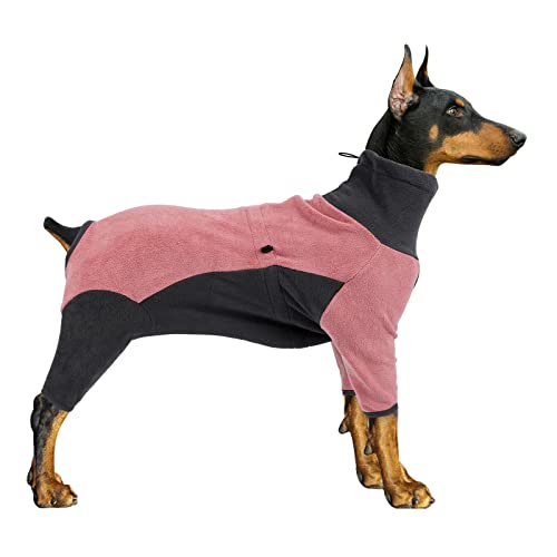 Harikaji Hundemantel, warmer Einteiler für kaltes Wetter, 4 Beine, weicher Winter-Hunde-PJS, Pullover, Jacke, Haustierkleidung, dehnbar, weich, Hunde-Jumpsuits, Sweatshirt für große Hunde (Rosa, Größe von Harikaji