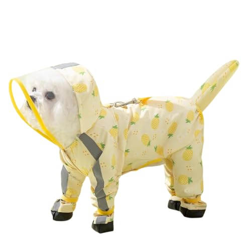 Harikaji Regenmantel für kleine Hunde, Schwanzschutz, wasserdichte Hunde-Regenjacke, Hunde-Regenmantel für Welpen, kleine Hunde (Ananas, L) von Harikaji