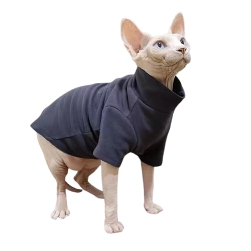 Harikaji Sphynx Devon Katzenpullover, haarloser Katzenpullover, warm, für kaltes Wetter, Cornish Rex, hoher Kragen, Pyjama, Kleidung (Marineblau, XL) von Harikaji