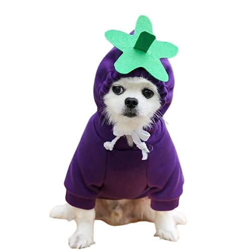 Harikaji Süßer kleiner Hunde-Kapuzenpullover, warmer Schlafanzug, Einteiler, Hunde-PJS, Pullover, Cosplay, Outfit, Overall, Sweatshirt (Aubergine, M) von Harikaji