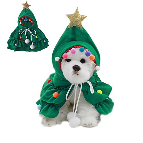 Harikaji Weihnachten Hund Kostüm, Weihnachten Cosplay für Welpen, Katze Verkleiden Umhang Haustier Weihnachtsbaum Umhang für Katzen Kleine Hunde S von Harikaji