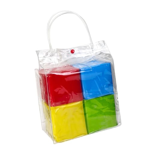 Harilla 4 Stück Plüsch-Würfel, Lernwürfel mit 6-seitigen, durchsichtigen Taschen, Requisiten, weiche Spielwürfel für Kinder, Feinmotorik, 10 cm von Harilla