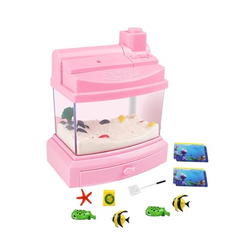 Harilla Künstliches Aquarium-Spielzeug für Kinder, Aquarium-Lampe, neuartiges und lustiges Spielzeug, Fake-Tank, Mini-Unterwasserwelt für Kleinkinder, ROSA von Harilla