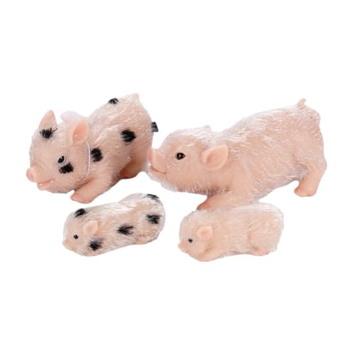 Harilla -Schweinespielzeug-Set, Bauernhoftier-Spielset, Mini-Silikonpuppe, Miniatur-Schweinespielzeug-Set, Baby-Schweinchen-Puppe für, 4 Stück von Harilla