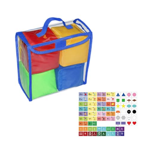 Harilla Spielwürfel, Taschenwürfel für Kinder, Stapelspielzeug, mit Karten, Lernwürfel, weiche Würfel, Lernspielzeug für Jungen und Mädchen, Blau von Harilla