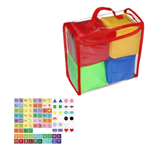 Harilla Spielwürfel, Taschenwürfel für Kinder, Stapelspielzeug, mit Karten, Lernwürfel, weiche Würfel, Lernspielzeug für Jungen und Mädchen, GrÜn von Harilla