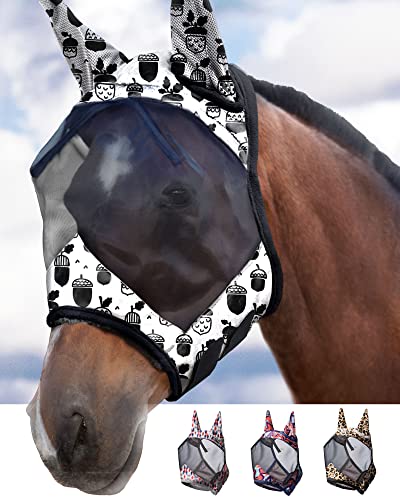 Harrison Howard CareMaster Pferde Fliegenmaske Standard mit Ohren UV-Schutz für Pferde-Kiefernzapfen(L) von Harrison Howard