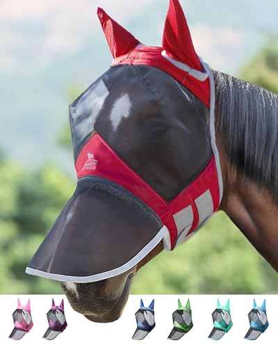 Harrison Howard CareMaster Pro Luminous Horse Fly Mask Large Eye Space Long Nose with Ears UV Protection for Horse Aquamarin XL von Harrison Howard