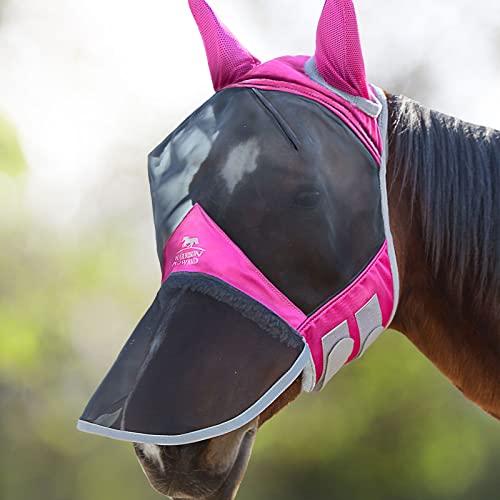 Harrison Howard CareMaster Pro Luminous Horse Fly Mask Large Eye Space Long Nose with Ears UV Protection for Horse von Harrison Howard