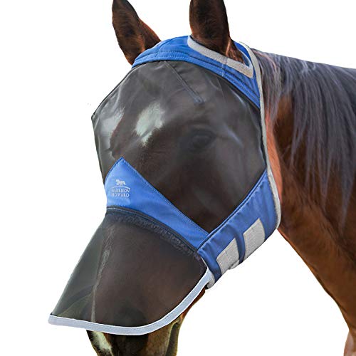 Harrison Howard CareMaster Pro Luminous Pferde Fliegenmaske UV-Schutz Fleece-Polsterung ohne Ohren mit Nasenschutz Marineblau Warmblut (L) von Harrison Howard