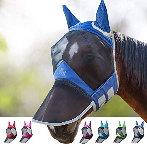 Harrison Howard CareMaster Pro Luminous Horse Fly Mask Large Eye Space Long Nose with Ears UV Protection for Horse Dresden Blau S von Harrison Howard