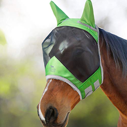 Harrison Howard CareMaster Pro Luminous Pferde Fliegenmaske UV-Schutz mit Ohrenschutz Smaragd Grün Warmblut (L) von Harrison Howard