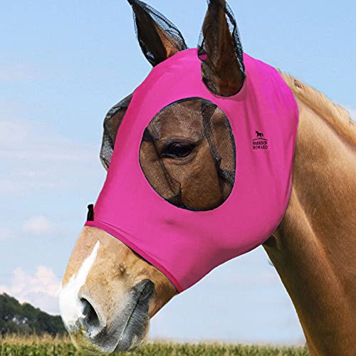 Harrison Howard Super Comfort Stretchy Fly Mask Large Eye Space with UV Protection Soft on Skin with Breathability Rosenrot XL von Harrison Howard