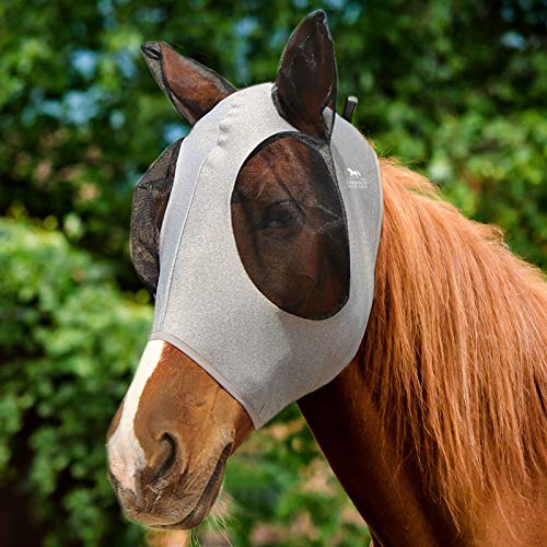 Harrison Howard Super Comfort Stretchy Fly Mask Large Eye Space with UV Protection Soft on Skin with Breathability grau Large von Harrison Howard