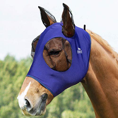 Harrison Howard Super Comfort Stretchy Fly Mask Large Eye Space with UV Protection Soft on Skin with Breathability marineblau X-Large von Harrison Howard