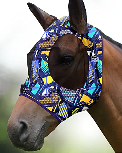 Harrison Howard Super Comfort Stretchy Fly Mask Large Eye Space with UV Protection Soft on Skin with Breathability Graffiti Mix (M) von Harrison Howard
