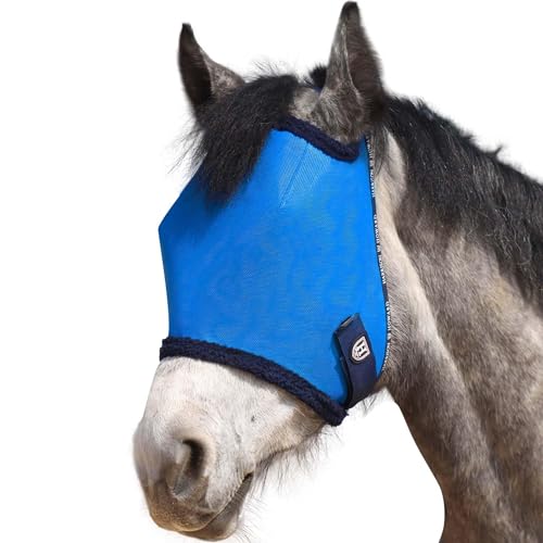 Harrison Howard Fliegenmaske für Pferde, UV-Schutz, mit Fleece gepolsterter Einfassung, Signature Blue, M von Harrison Howard