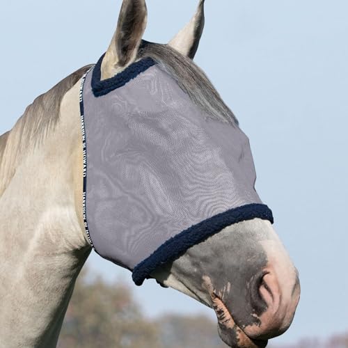 Harrison Howard Fliegenschutzmaske für Pferde, Netzstoff, UV-Schutz, mit Fleece-gepolstertem Rand, Grau, Größe M von Harrison Howard