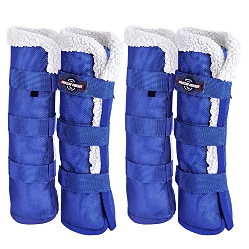 Harrison Howard Fliegenstiefel für Pferde, Sommerschutz mit Fleece-Besatz, um Reibung zu vermeiden, bequemer und belüftender Netz-Beinschoner 4er Set von Harrison Howard