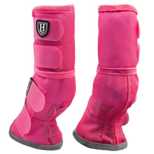 Harrison Howard Fliegenstiefel für Pferde, perfekt konturierte Passform, Beinschutz, dichte Netzstiefel mit belüftetem Komfort, zuverlässiger Schutz vor Sommerelementen, 2 Stück, magenta, extra groß von Harrison Howard