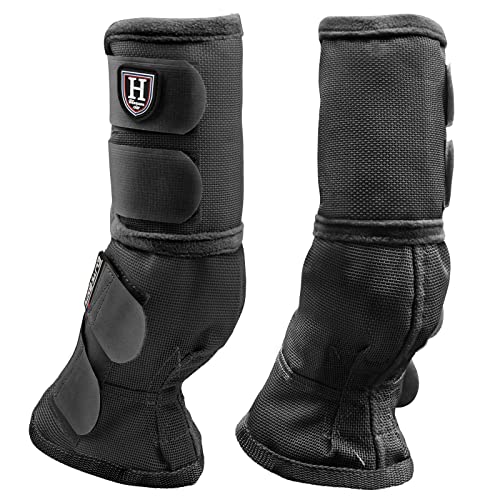 Harrison Howard Fliegenstiefel für Pferde, perfekte konturierte Passform, Beinschoner, dichtes Netz, Stiefel mit belüftetem Komfort, zuverlässiger Schutz vor Sommerelementen, 2er Set, schwarz, groß von Harrison Howard