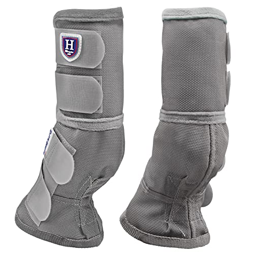 Harrison Howard Fliegenstiefel für Pferde, perfekte konturierte Passform, Beinschutz, dichte Netzstiefel mit belüftetem Komfort, zuverlässiger Schutz vor Sommerelementen, 2 Stück, Silbergrau, Größe XL von Harrison Howard