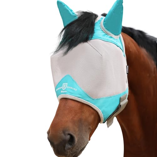 Harrison Howard Half Face Horse Fliegenmaske UV-Schutz und Atmungsaktive Maske für Pferde Bequeme Fliegenmaske für Pferde Mint M von Harrison Howard