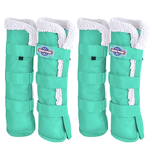 Harrison Howard Horse Fliegenstiefel Sommerschutz mit Fleecebesatz zur Vermeidung von Reibung Bequemer und belüfteter Mesh Beinschoner 4er Set Mint M von Harrison Howard