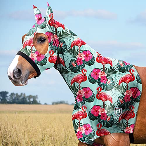Harrison Howard Soft Fleece Trim Stretchy All-Covered Bequeme Pferdekopfhaube mit Reißverschluss-Chic Flamingo M von Harrison Howard