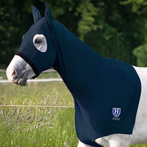 Harrison Howard Horse Stretchy Head Hood with Zipper Navy Medium von Harrison Howard