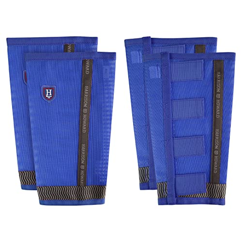 Harrison Howard Locker sitzende Pferde Fliegenstiefel UV-Schutz Atmungsaktiv Strapazierfähige Feinmaschige Leggins Bequeme Fliegenstiefel mit Reflexstreifen für zusätzliche Sicherheit (4er Set) Signature Blue Full (Large) von Harrison Howard