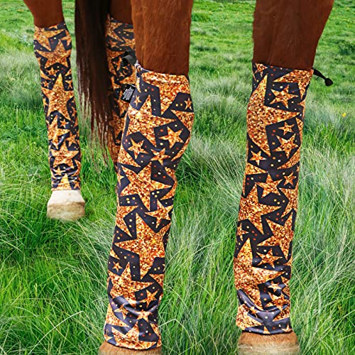 Harrison Howard Locker sitzende Pferdebeinsocken Pferdesocken bequem und leicht zu tragen 4er Set Goldene Sterne von Harrison Howard