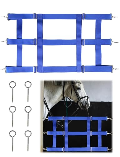 Harrison Howard Poly-Doppelschichtiges Nylon, einfache Montage und Anpassung, 3 Lamellen, Stallschutz für Pferde, Blau von Harrison Howard