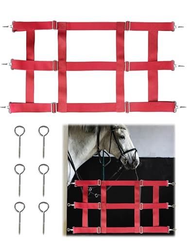 Harrison Howard Poly-Doppelschichtiges Nylon, einfache Montage und Anpassung, 3 Lamellen, Stallschutz für Pferde, Rot von Harrison Howard