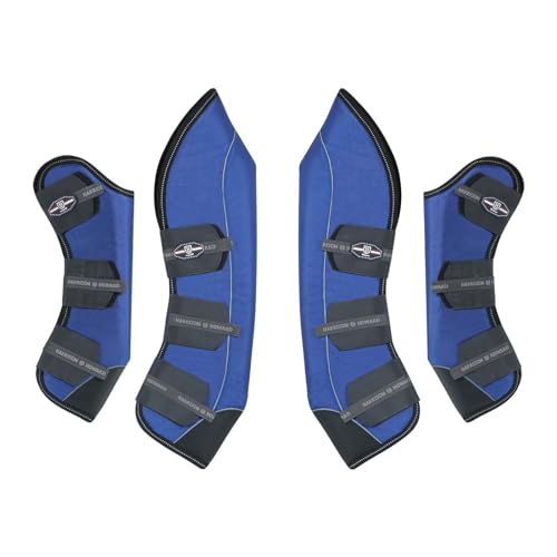 Harrison Howard Premium Versandstiefel für Pferde 4er Set Reisestiefel Komfort und Schutz während der Reise blau von Harrison Howard