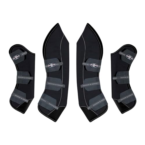 Harrison Howard Premium Versandstiefel für Pferde 4er Set Reisestiefel Komfort und Schutz während der Reise schwarz von Harrison Howard