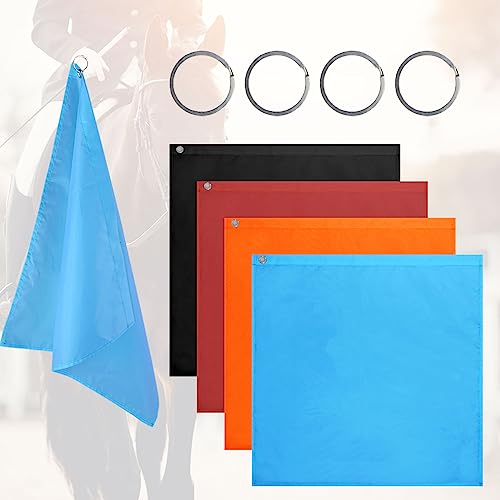 Harrison Howard Reitsport-Trainingsflagge, 4 Stück, Reitsport, Nylon-Flagge ohne Fahnenmast (schwarz, blau, rot, orange) von Harrison Howard