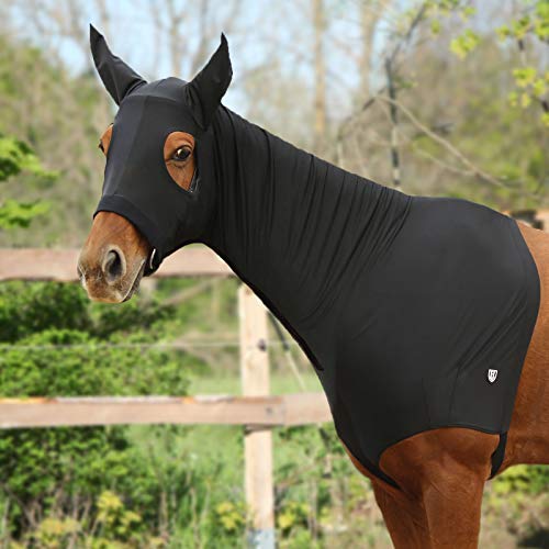 Harrison Howard Soft Fleece Trim Stretchy All-Covered Comfortable Horse Head Hood with Zipper Black Large L von Harrison Howard