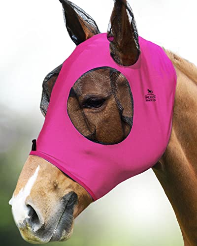 Harrison Howard Super Comfort Stretchy Fly Mask Large Eye Space with UV Protection Soft on Skin with Breathability Rosenrot L von Harrison Howard