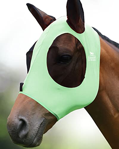 Harrison Howard Fliegenmaske für Pferde, super bequem, elastisch, mit Ohren-UV-Schutz, Mintgrün (Cool Mint), Größe XL, Volle Größe von Harrison Howard