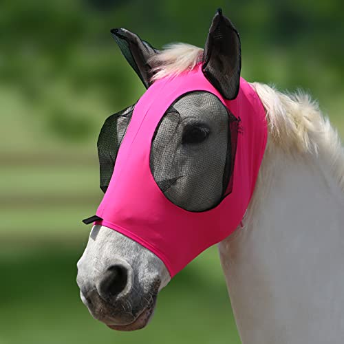 Harrison Howard dehnbare Pferdefliegenmaske mit großen Aussparungen für die Augen, UV-Schutz, sehr komfortabel, sanft zur Haut, atmungsaktiv, Rosé-Pink, Größe XL von Harrison Howard