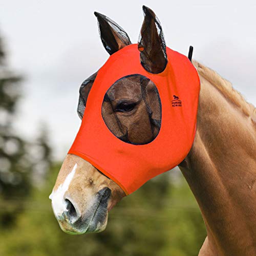 Harrison Howard Super Comfort Stretchy Fly Mask Large Eye Space with UV Protection Soft on Skin with Breathability Orange XL von Harrison Howard