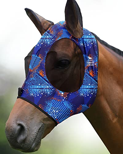 Harrison Howard Super Comfort Stretchy Fly Mask Large Eye Space with UV Protection Soft on Skin with Breathability Schickes Blau von Harrison Howard