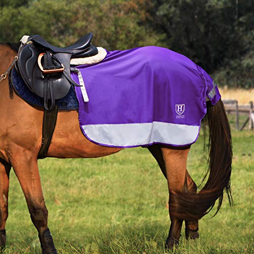 Harrison Howard Viertel Pferd Fleece und Mesh Übungsblatt - Atmungsaktiver Komfort Turnout Pferd Decke - Hi-Viz Wettkampf Teppich (L, Purple) von Harrison Howard