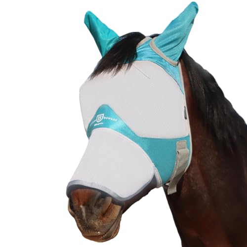 Harrison Howard Vollgesichtsmaske für Pferde, UV-Schutz und atmungsaktive Maske für Pferde, bequeme Fliegenmaske für Pferde, Minze, S von Harrison Howard