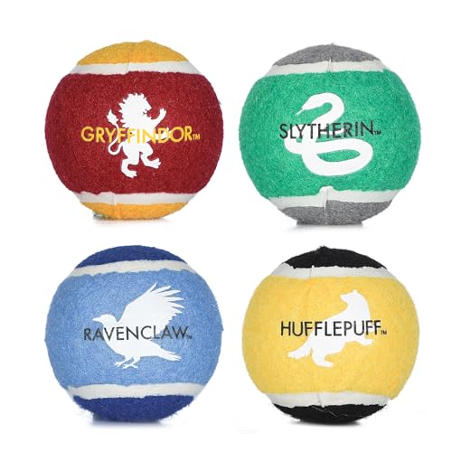 Harry Potter Hogwarts-Pride-Tennisbälle für Haustiere, Spielzeugbälle für Hunde, Tennisbälle mit Hogwarts-Motiv, 4 Stück Hundebälle, Hogwarts-Hundespielzeug, 4 Stück von Harry Potter