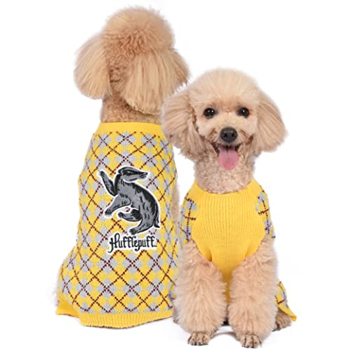 Harry Potter: Hufflepuff Haustierpullover – Größe S | Harry Potter Kostüme für Hunde | Harry Potter Hundebekleidung & Zubehör für Hogwarts-Häuser, Hufflepuff-Gelb von Harry Potter