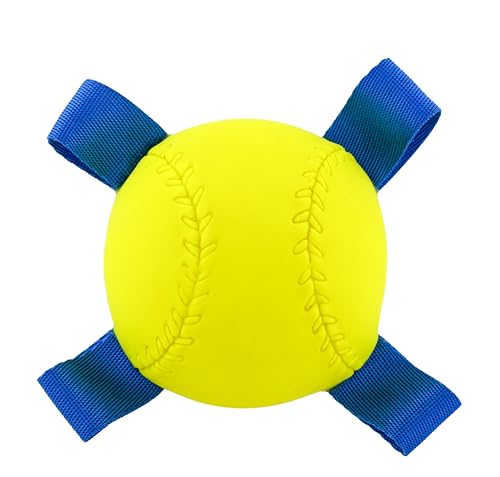 Hartz Dura Play Sports Baseball-Hundespielzeug, Speckduft, quietschendes Latex, Gelb und Blau, 1 Stück von Hartz